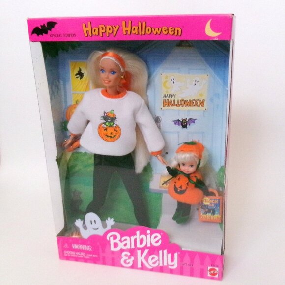 Barbie & Kelly Happy Halloween Doll Set Pumpkin Costume Trick Or Treating NRFB - Picture 1 of 6